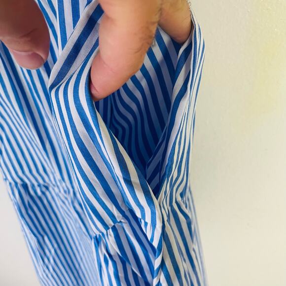 Madewell Empire Waist Tiered Striped Cross Back Maxi Dress US Women's 14 Plus - Picture 10 of 11